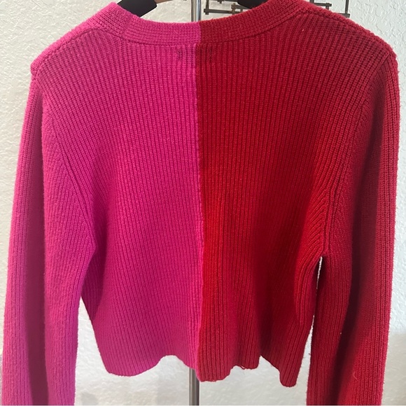 Miami for Francesca’s Red Pink Colorblock Button Cardigan - Picture 5 of 6